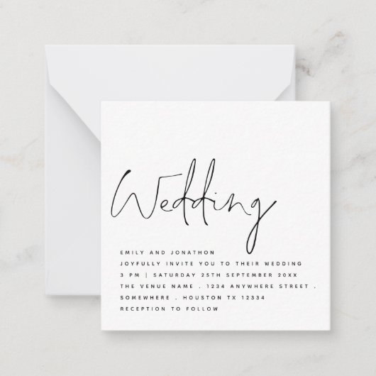 MINI Black White Handwriting Script Weddenschappen Notitiekaartje (Voorkant)