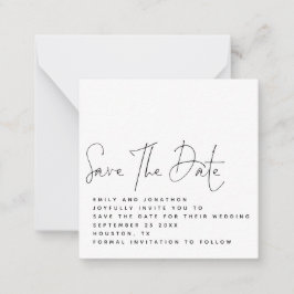 MINI Black White QR Code Weddenschap Save the Date Notitiekaartje