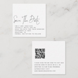 MINI Black White QR Code Weddenschap Save the Date Notitiekaartje