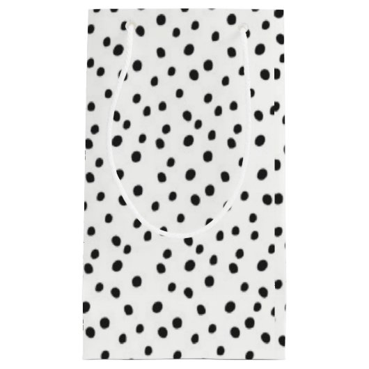 Mini Black White Stippen Small Glossy Gift Bag Klein Cadeauzakje (Voorkant)