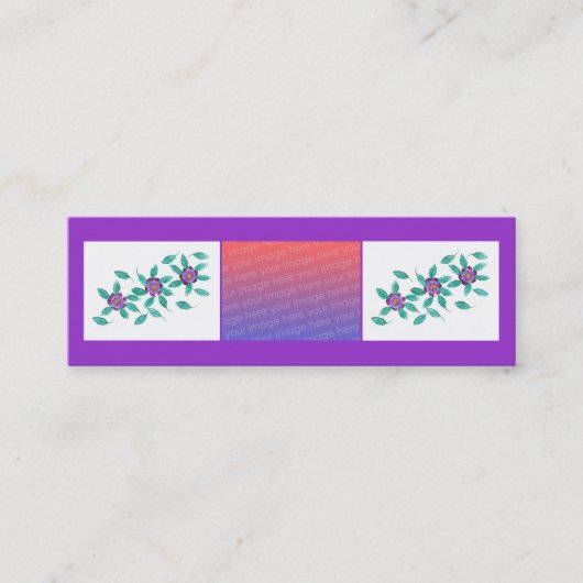 Mini-Bladwijzer kaarten Paars bloemen toevoegen Fo Mini Visitekaartje (Voorkant)