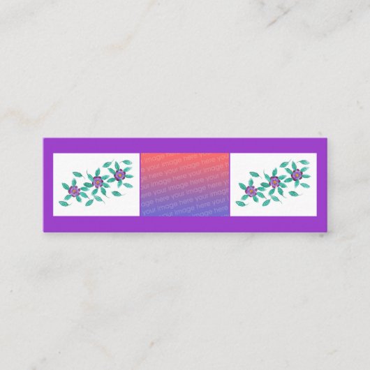 Mini Bladwijzer kaarten paarse bloemen je foto Mini Visitekaartje (Voorkant)