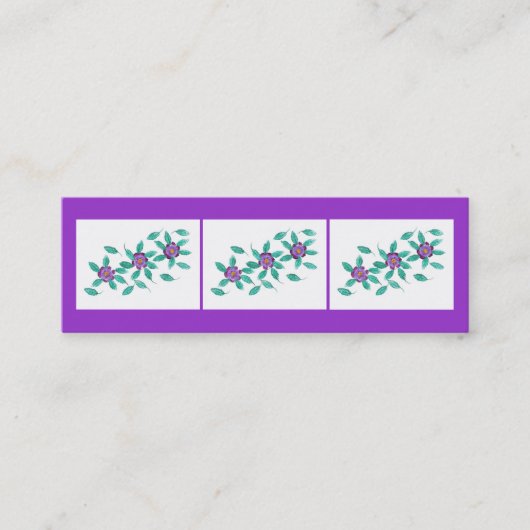 Mini Bladwijzer kaarten, Paarse primrose bloemen Mini Visitekaartje (Voorkant)