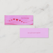 Mini-Bladwijzer kaarten, rode harten op roze Mini Visitekaartje (Voorkant / Achterkant)