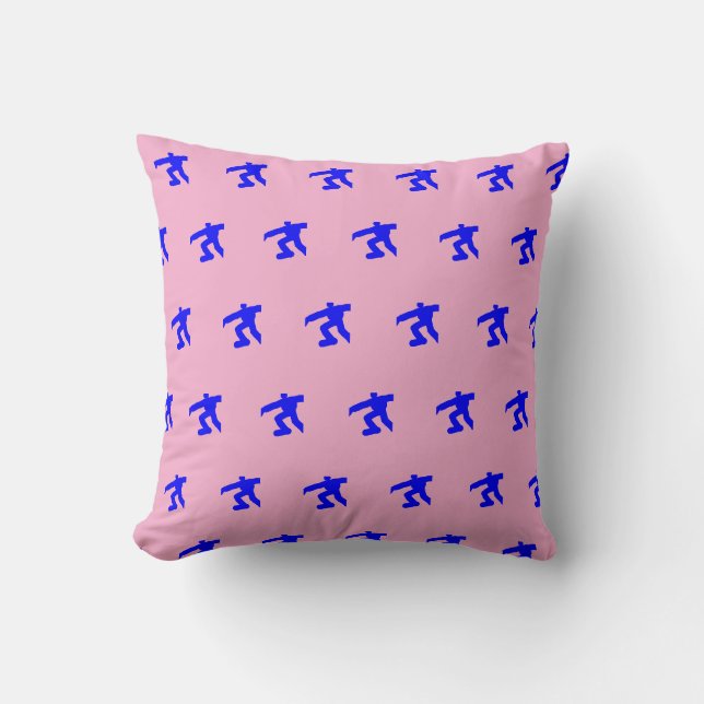 Mini Blauwe Hardlopende Mannen Roze  Kussen (Voorkant)