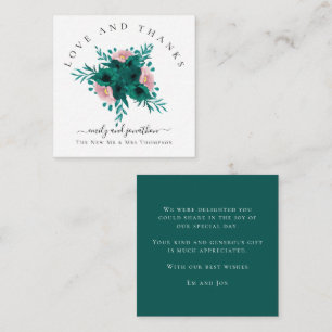 Mini Bloemen Emerald Roze Dank u bruiloft Notitiekaartje