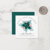 Mini Bloemen Smaragd Roze Dankjewel Bruiloft Notitiekaartje (Voorkant / Achterkant in situ)
