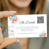 Mini bloemige QR code moderne bruiloft details Informatiekaartje