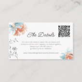 Mini bloemige QR code moderne bruiloft details Informatiekaartje (Voorkant)