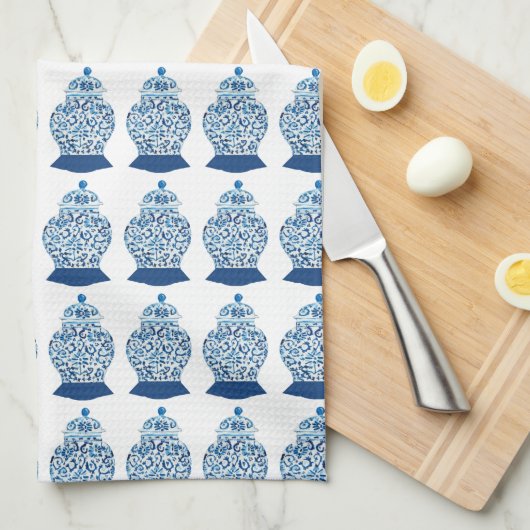 Mini Blue en White Ginger Jars Theedoek (Quarter Fold)