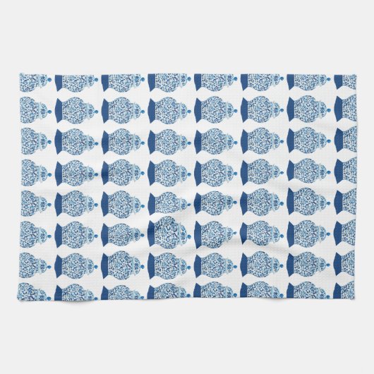 Mini Blue en White Ginger Jars Theedoek (Horizontaal)