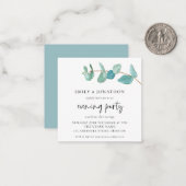 MINI Blue Eucalyptus Wedding Evening Party uitnodi Notitiekaartje (Voorkant / Achterkant in situ)