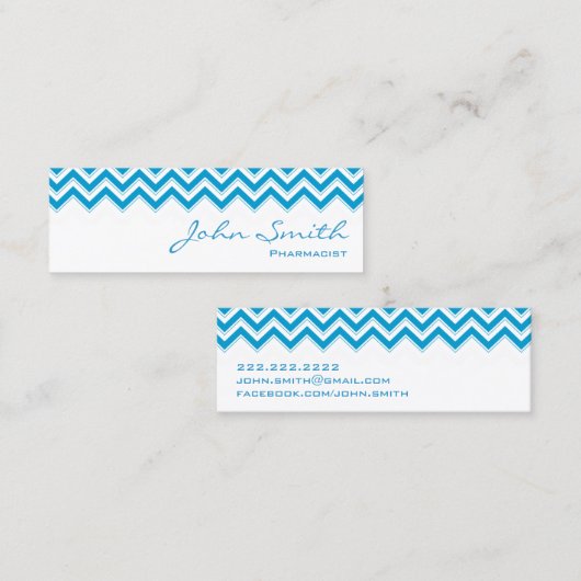 Mini Blue Zigzag Pharmacist Visitekaartje (Voorkant / Achterkant)
