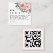 MINI Blush Florals QR code Weddenschap Details Informatiekaartje (Voorkant / Achterkant)