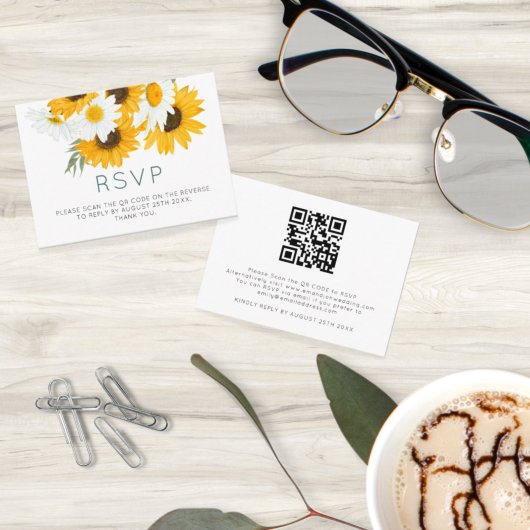 MINI Bohemian Sunflower Wedding QR Code RSVP Informatiekaartje