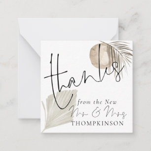MINI   Boho Pampas New de heer Mrs Wedding Bedankt Notitiekaartje