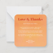 Mini Bold Orange Sunset Monogram Wedding Thank You Notitiekaartje (Voorkant)