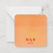Mini Bold Orange Sunset Monogram Wedding Thank You Notitiekaartje (Achterkant)