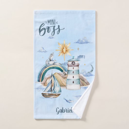 Mini Boss Ship In the Ocean  Bad Handdoek (Handdoek)