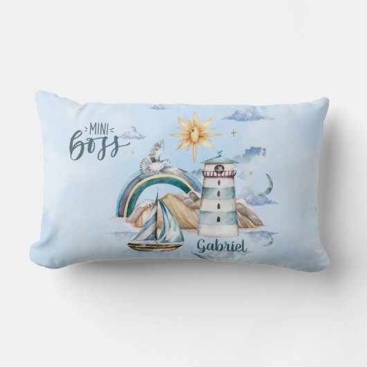 Mini Bossaarship op de Oceaan Aanpasbaar Kussen (Voorkant)
