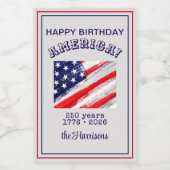 Mini Bottle Happy Birthday America Rustic Flag Wijn Etiket (Enkel label)