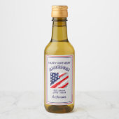 Mini Bottle Happy Birthday America Rustic Flag Wijn Etiket (Voorkant)