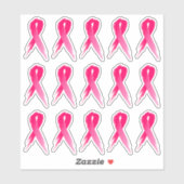 Mini Breast Kanker Bewustheid Roze Ribbons x 15 Sticker (Vel)