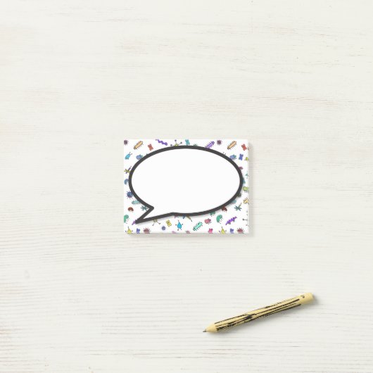 Mini Bugs en Mini Beasts spraakballon Post-it® Notes (Op bureau)