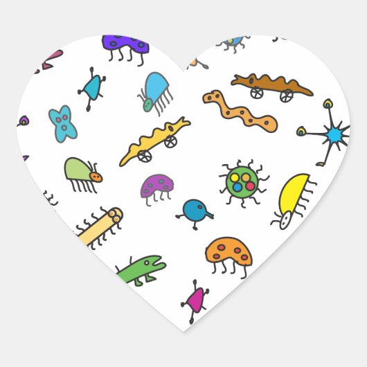 Mini Bugs en Mini Beesten Hart Sticker (Voorkant)