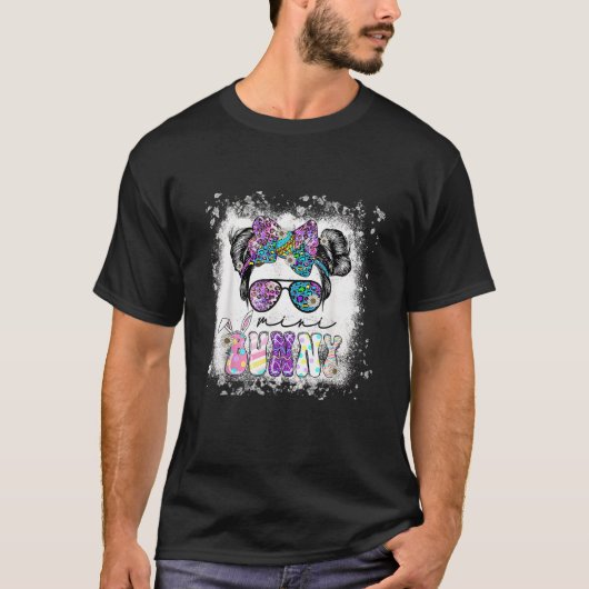 Mini Bunny Messy Bun Kidlife Easter Day Bleached T-shirt (Voorkant)