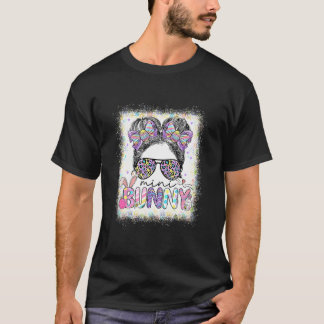 Mini Bunny Messy Bun Leopard Paasdag Familie App T-shirt