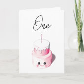Mini Cake 1st Birthday Kaart voor meisje (Voorkant)