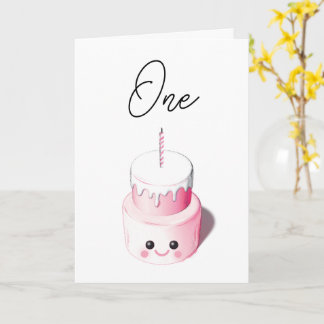 Mini Cake 1st Birthday Kaart voor meisje