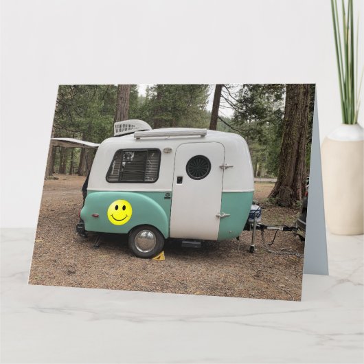 MINI CAMPER TRAILER HAPPY BIRTHDAY-kaarten Kaart (Voorkant)