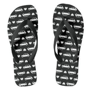 Mini Car Hearts Black Teenslippers