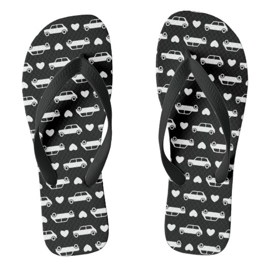 Mini Car Hearts Black Teenslippers (Voetbed)