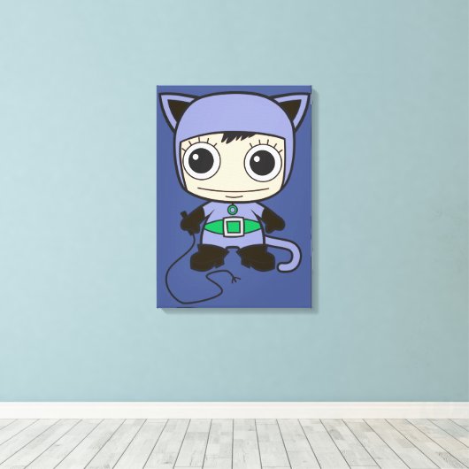Mini Cat Woman Canvas Afdruk (Insitu (Houten vloer))