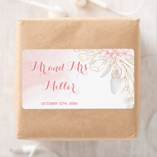 Mini champagne etiket fles roze goudbruiloft (Insitu)