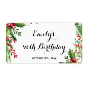 Mini champagne fles label botanische verjaardag (Voorkant)