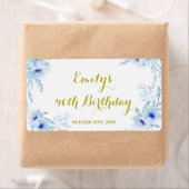 Mini champagne fles label floraal blauw goud (Insitu)