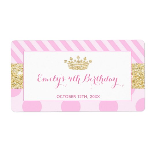 Mini champagne fles label prinses verjaardag (Voorkant)