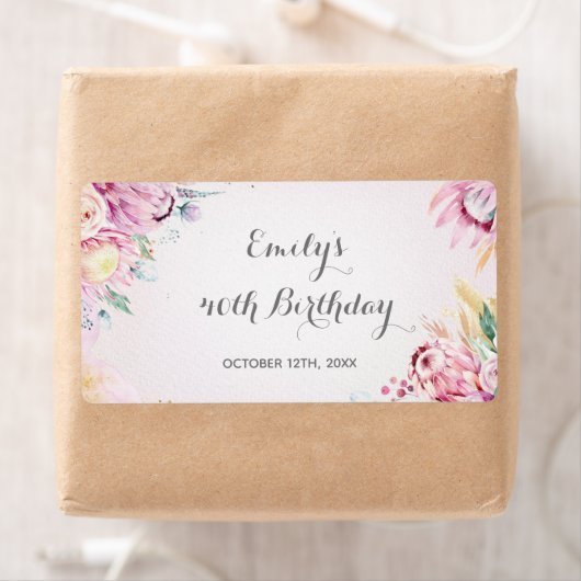 Mini champagne flesetiket bloemenverjaardag etiket (Insitu)