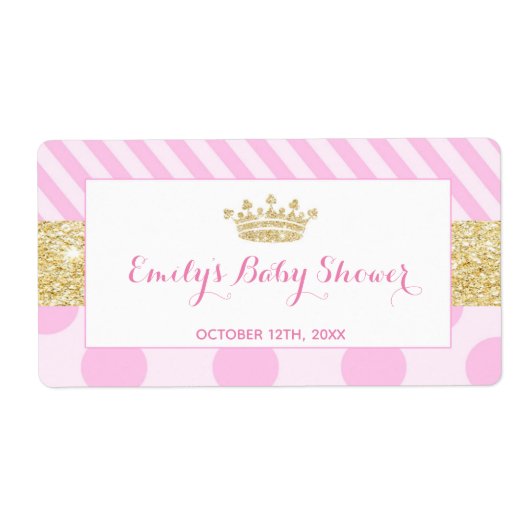 Mini champagne flesetiket prinses baby shower etiket (Voorkant)