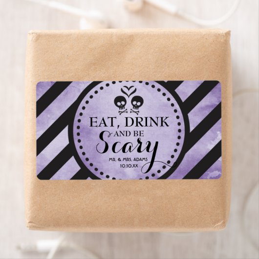 Mini Champagne Label Gothic Wedding Favor - Paars (Insitu)