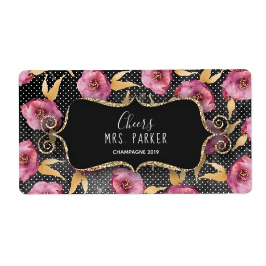 Mini Champagne Label Vrijgezellenfeest Favor Flora (Voorkant)