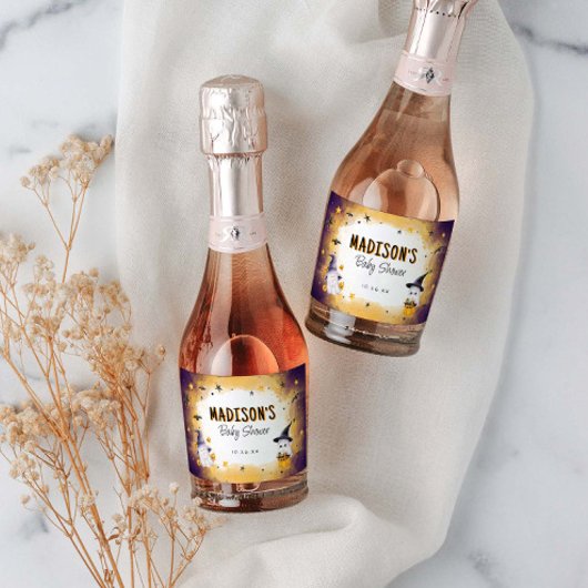 Mini Champagne Schattige Halloween Baby shower Sparkling Wijnetiket