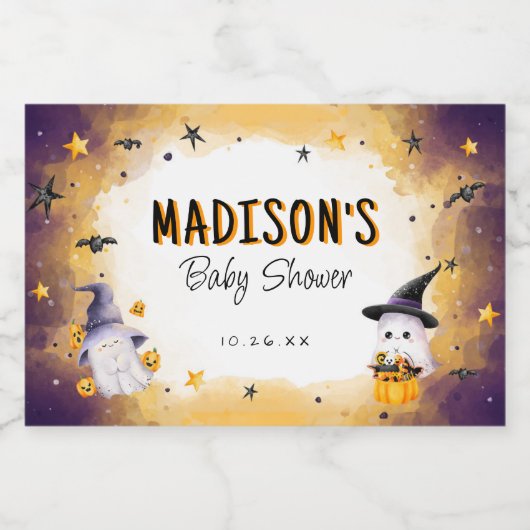 Mini Champagne Schattige Halloween Baby shower Sparkling Wijnetiket (Enkel label)