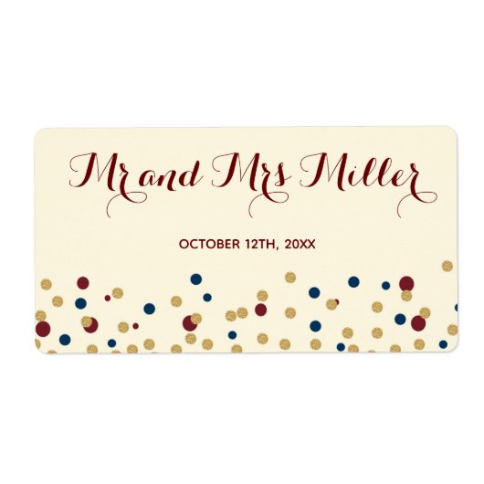 Mini champagne wijnfles label confetti bruiloft (Voorkant)