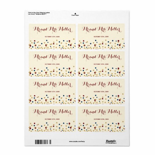 Mini champagne wijnfles label confetti bruiloft (Full Sheet)