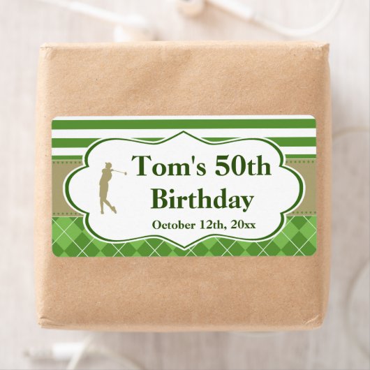 Mini champagne wijnfles label golf groen goud (Insitu)